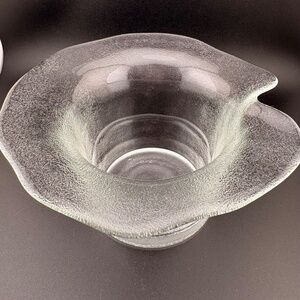 Pilgrim Glass Vintage Frosted Clear Crystal Art Glass Flower Candle Holder